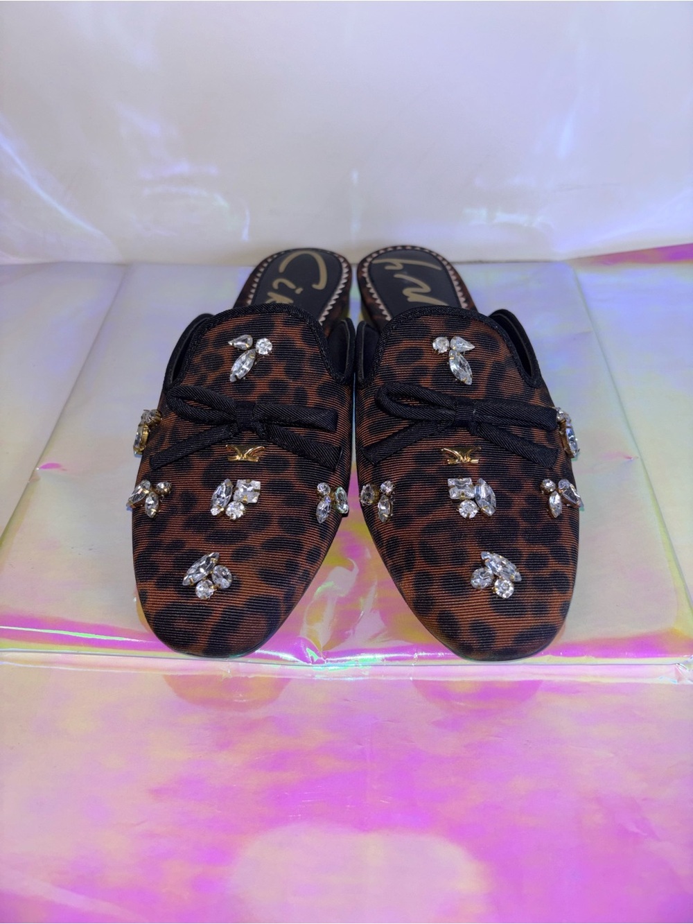 Circus by Sam Edelman Leopard Crystal-Embellished Slip-On Mules - Brown - Picture 2 of 13
